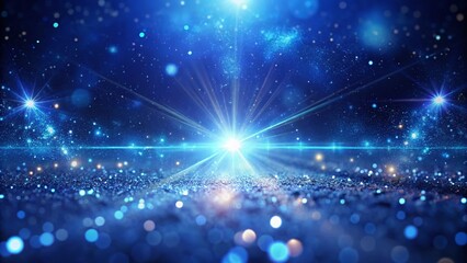 Fototapeta premium Dark Blue Glitter Awards Background: Futuristic Space Dust Particles with Gradient Flares