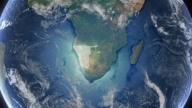 Realistic Earth Rotation And Country Zoom Namibia