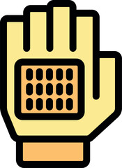 Glove equipped with a square electronic device, symbolizing advanced technology and its impact on human computer interaction