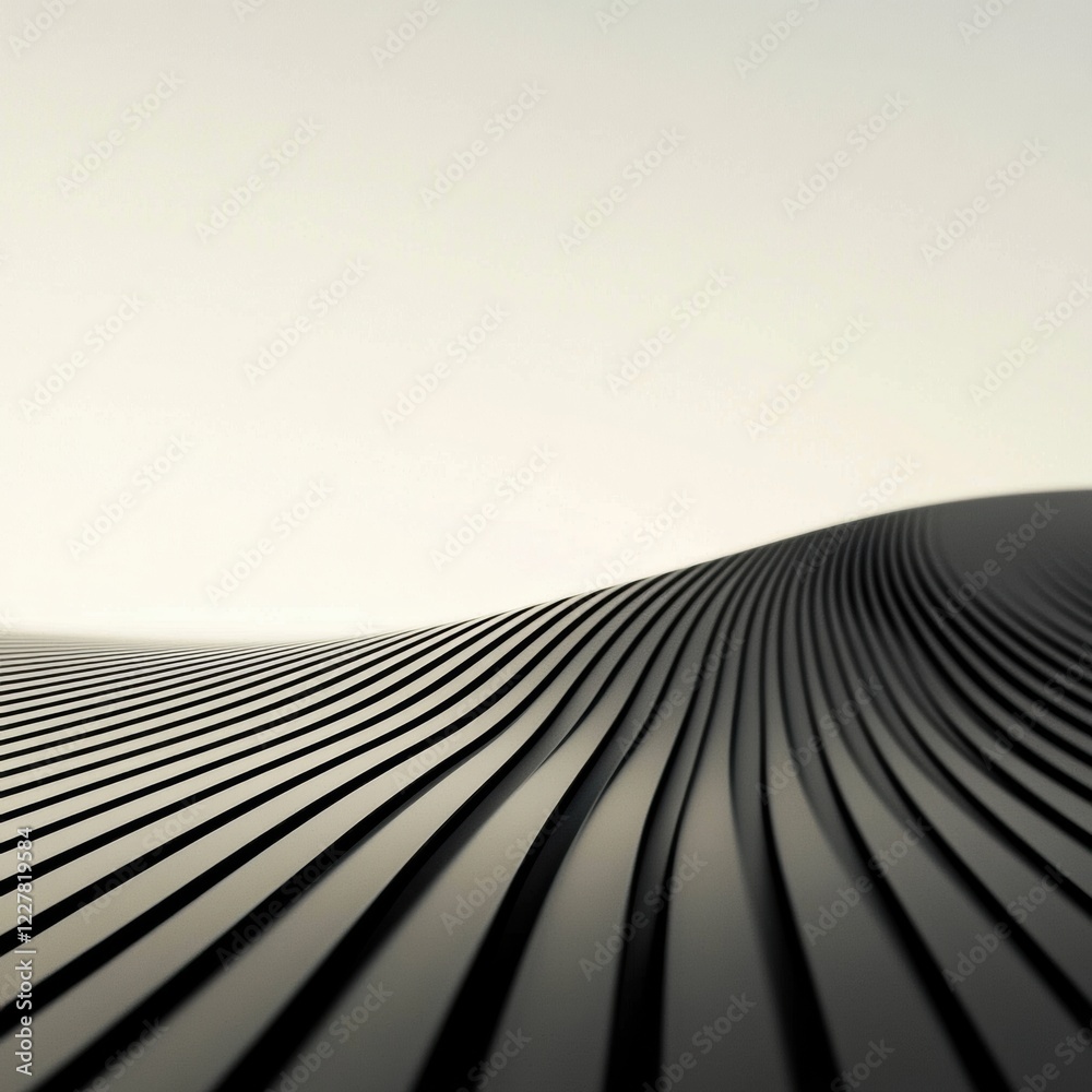 Leinwandbilder curved black lines create a striking landscape under a soft light in minimalist design. generative a