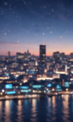 Obraz premium city lights blur abstract circular bokeh on blue sky at dusk , circular, blurred