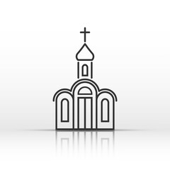 Church building icon in line style with a dome