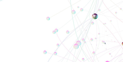 Gene lines and nodes, biological gene structure, 3d rendering.