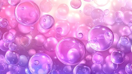 Pink and purple iridescent bubbles float in a dreamy background