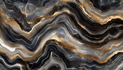 Fototapeta premium Luxury black and gold veins marble texture background vector.exotic limestone ceramic tiles slice mineral marble stone pattern, modern onyx black breccia Italian quartzite granite.ceramic slab tiles