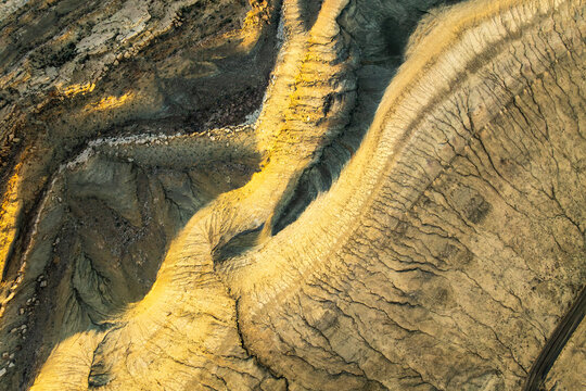 Aerial View of Utah's Golden Sandstone Desert Landscape