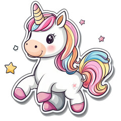 Adorable Rainbow Unicorn Sticker Cute Fantasy Creature Magical Pony