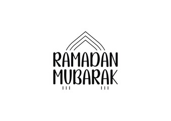 Modern Ramadan Mubarak Typography with Mosque Motif for Invitations and Social Media