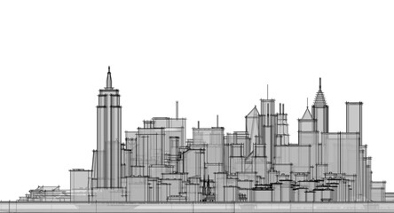 Naklejka premium city ​​urban panorama 3D illustration