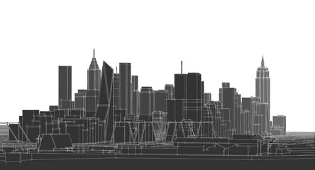 Fototapeta premium city ​​urban panorama 3D illustration