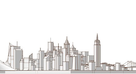 Obraz premium city ​​urban panorama 3D illustration