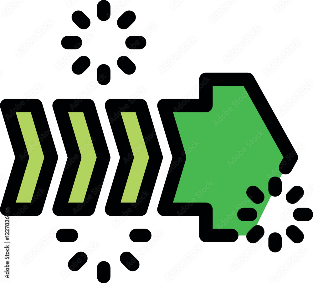 Poster green fast forward button is loading and sending data or fast forwarding a video
