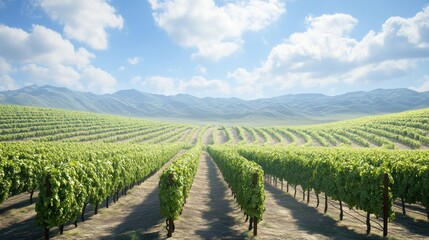 Serene Vineyard Landscape Under a Sunny Sky