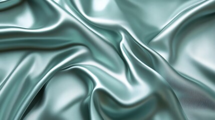 Obraz premium Draped Light Green Silk Fabric Shows Soft Waves