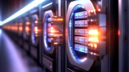 Digital Server Room With Data Storage System. Generative AI