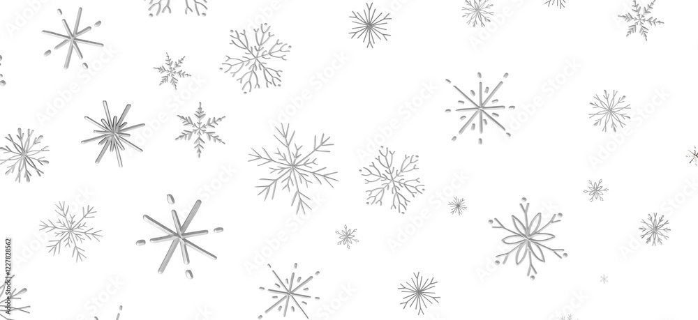 Wall mural Winter Snow Symphony: Captivating 3D Illustration of Descending Snowflakes for Christmas