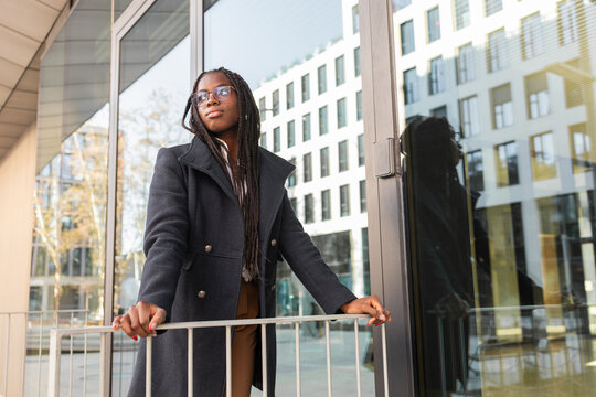 African American businesswoman on break outdoors
