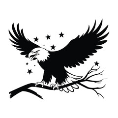 American Bald Eagle Silhouette Vector Icon - Patriotic Symbol of Strength and Freedom