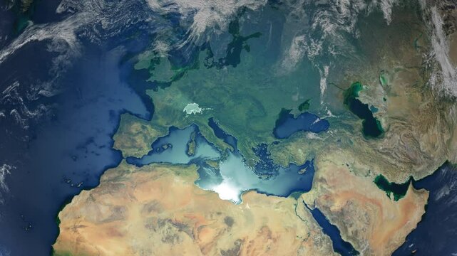 Realistic Earth Rotation And Country Zoom Switzerland