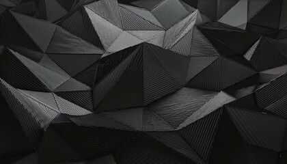 Polygonal black surface in studio abstract