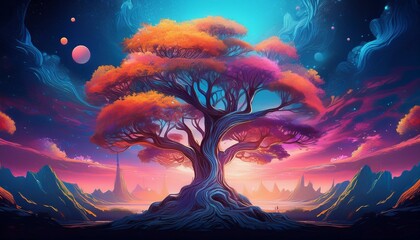 Desktop Background Fantasy Tree Colorful