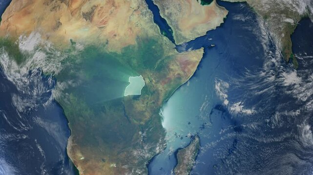Realistic Earth Rotation And Country Zoom Uganda
