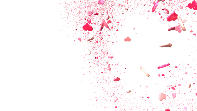 Falling red and pink hearts isolated on transparent background. Valentine’s day design.  in transparent PNG - Powered by Adobe