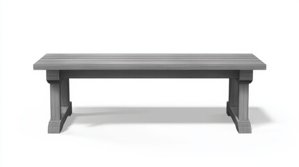 Wooden bench surface isolated on white background. Vector realistic illustration of home or restaurant kitchen furniture, desk, shelf, table mockup made of natural wood, light gray tabletop edge