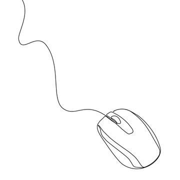 recommend clip art: Mouse computer one continuous single line art drawing. Minimal art style. Computer mouse equipment continuous line art illustration.