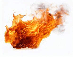 realistic fire flame on white background