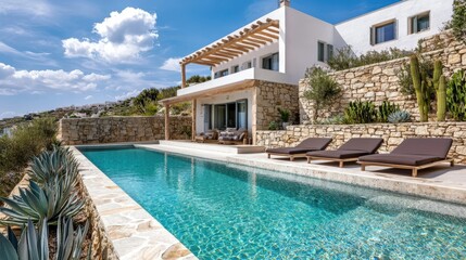 Fototapeta premium Luxury Villa with Infinity Pool and Stunning Ocean View