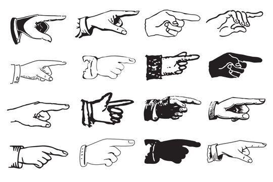 Pointing hands vector set. Pointing symbols.