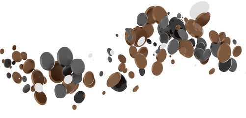 Multicolor confetti abstract background with a lot of falling pieces, isolated on a white background.