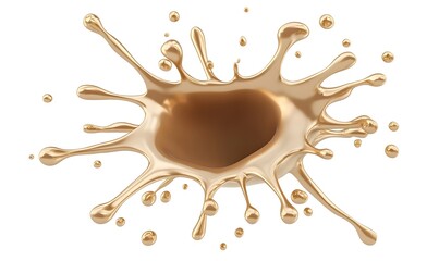 Golden liquid splash, isolated, white background, advertising