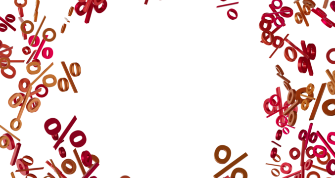 3d Sales icons floating in the air 3D rendering transparent PNG