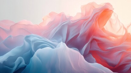 Obraz premium Flowing pastel fabric, sunlight, abstract background, design