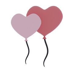 3d Render  Romantic couple love shaped balloons