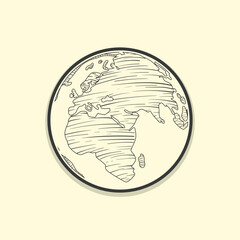 World  round balck and white vintage illustration design