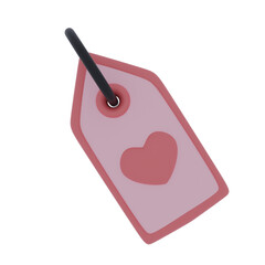3d Render Heart label marker