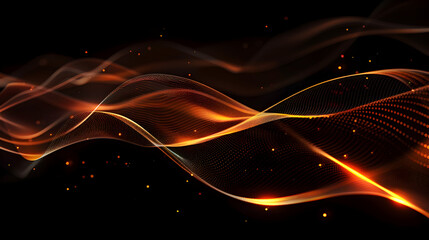 Obraz premium Abstract waves of orange and gold light create a dynamic, flowing visual effect.