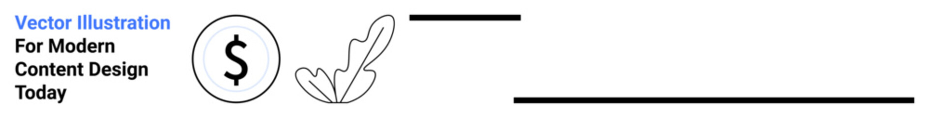 Obraz premium Dollar outline beside contemporary leaf graphic with clean lines and minimal detail. Ideal for finance, sustainability, eco-friendly businesses, growth strategies, digital platforms, modern branding