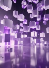 Obraz premium Purple and white cubes suspended in a soft, ethereal glow, futuristic, abstract