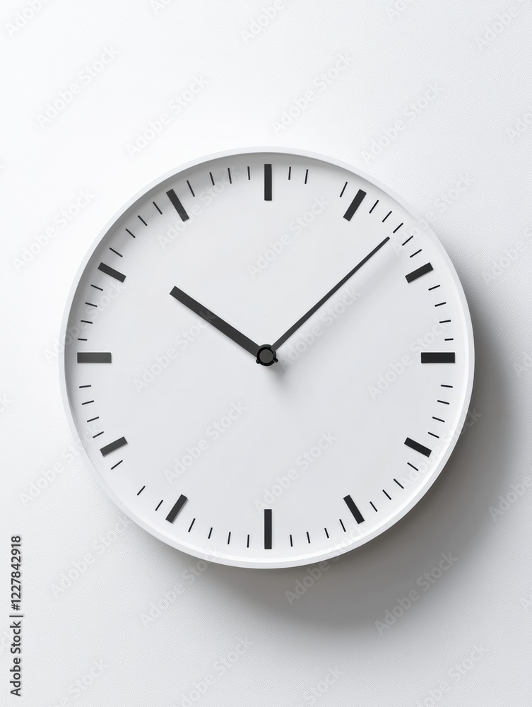 Poster modern minimalist wall clock design showcasing simple elegance in a clean white aesthetic for any ro