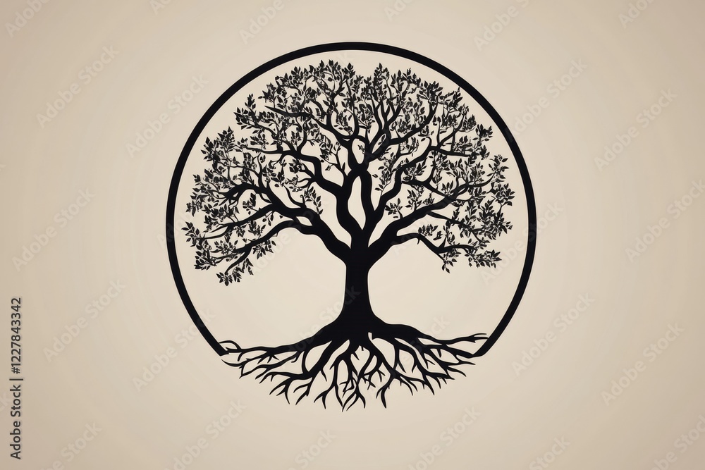 Leinwandbilder Symbolic tree of life with intricate roots illustrating connection and growth. Generative AI