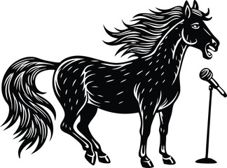 Beautiful black Andalusian horse running in paddock