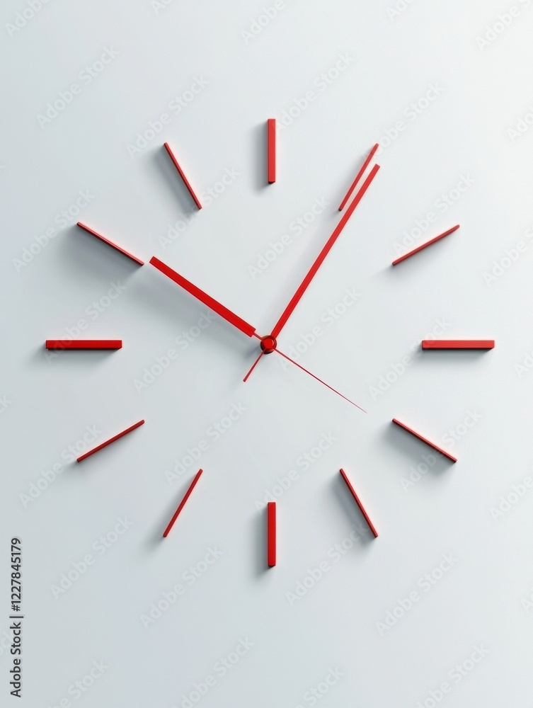 Leinwandbilder modern wall clock with red hands displaying time in a minimalist design on a white background. gener