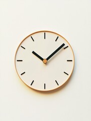 Elegant wall clock showing 10 oclock with minimalist design on a neutral background. Generative AI