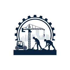 construction silhouette vector clip art logo