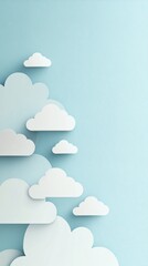 Fototapeta premium Aerial View of Serene Sky Delicate White Clouds Float Against a Light Blue Background in Digital Art