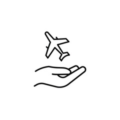 Insurance icon. Single high quality outline symbol for web design or mobile app. Thin line sign for design logo. Black outline pictogram on white background